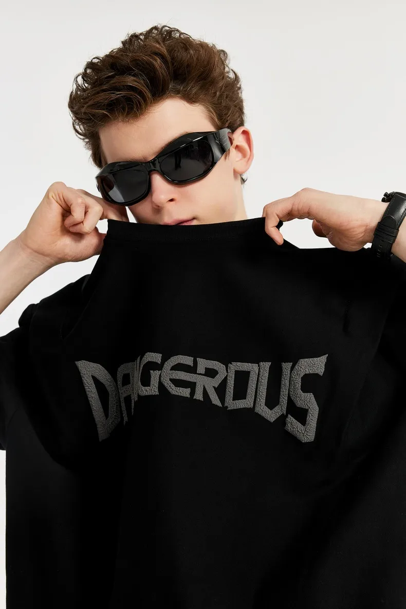 INF Men's Clothing | Twill Fake Two-piece Printed T-shirt  Spring And Summer New Fashion Brand Street Loose Short Sleeve Top Men display picture 9