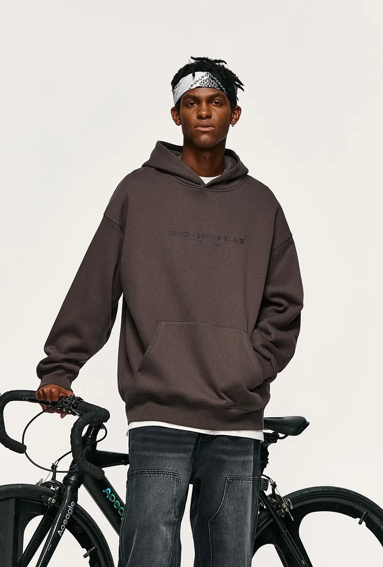 * INF Men's Wear | FOG Morandi Color 350G Gel Printing Fleece-lined Hooded Wear  Spring Fashion Brand Leisure display picture 8