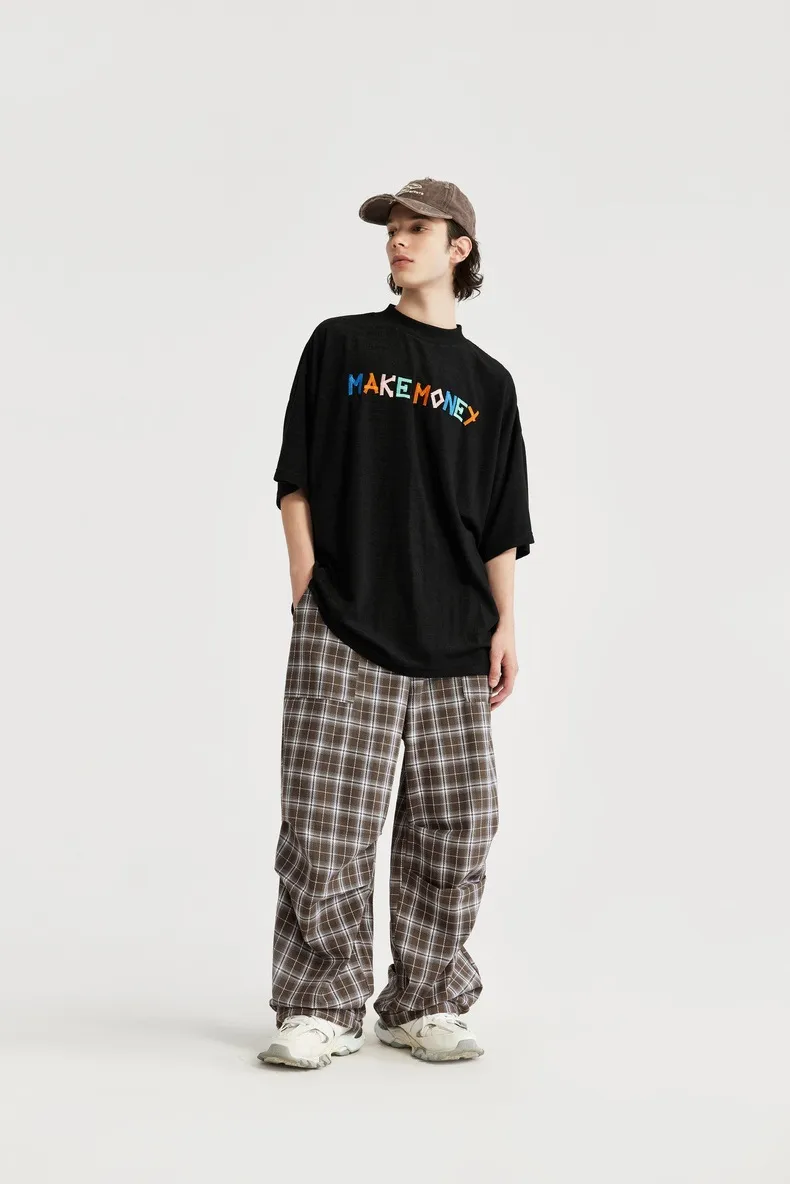 INF Men's Wear | Plaid Parachute Wide Leg Pants  Summer New Loose Casual Pants Joker Pants Men display picture 2