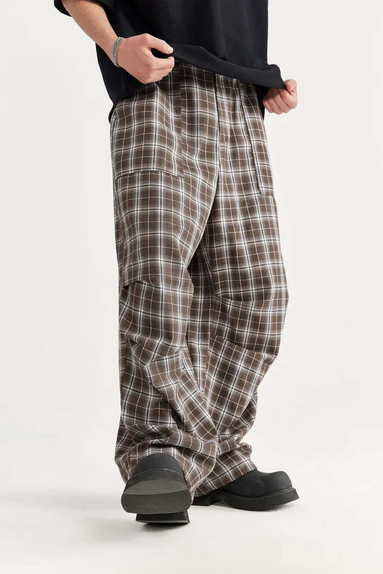 INF Men's Wear | Plaid Parachute Wide Leg Pants  Summer New Loose Casual Pants Joker Pants Men display picture 3