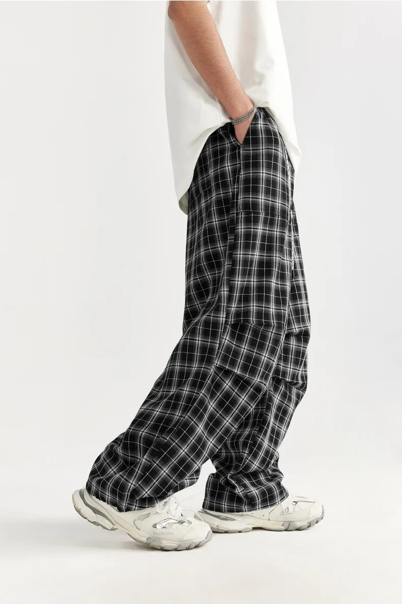 INF Men's Wear | Plaid Parachute Wide Leg Pants  Summer New Loose Casual Pants Joker Pants Men display picture 4