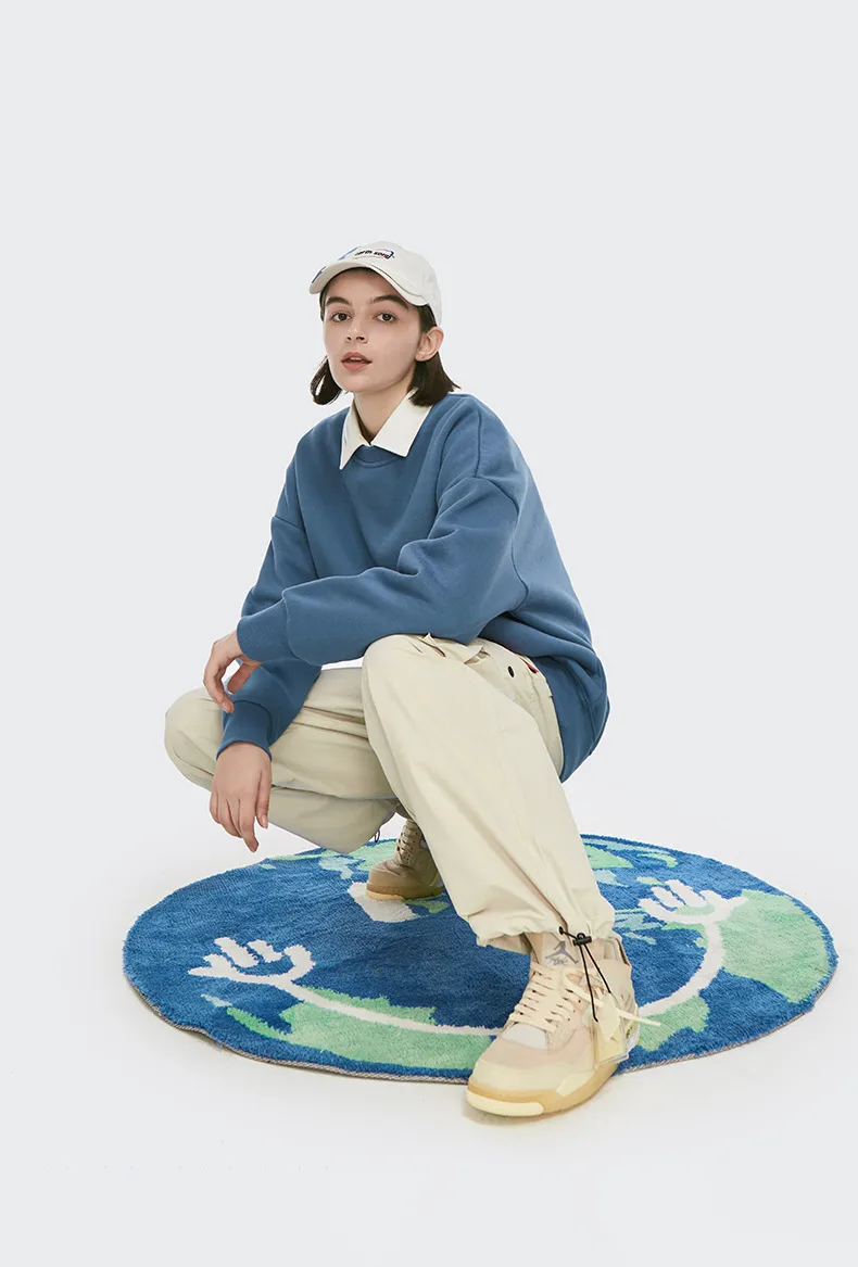 * INF Men's Wear |  Fall/Winter 350G Fleece-lined Solid Color Crewneck Wear Loose Fashion Brand Men's Pullover Jacket display picture 3