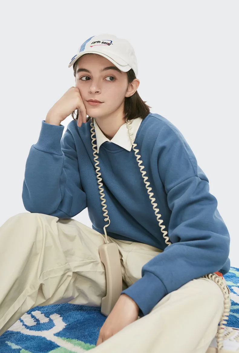 * INF Men's Wear |  Fall/Winter 350G Fleece-lined Solid Color Crewneck Wear Loose Fashion Brand Men's Pullover Jacket display picture 4