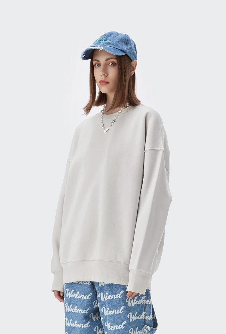 * INF Men's Wear |  Fall/Winter 350G Fleece-lined Solid Color Crewneck Wear Loose Fashion Brand Men's Pullover Jacket display picture 5