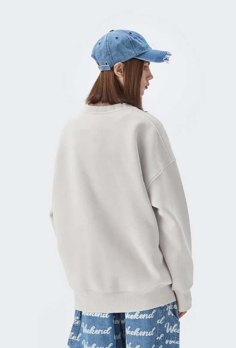 * INF Men's Wear |  Fall/Winter 350G Fleece-lined Solid Color Crewneck Wear Loose Fashion Brand Men's Pullover Jacket display picture 6