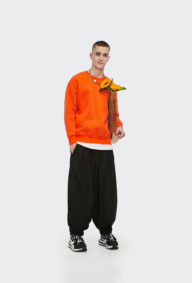 * INF Men's Wear |  Fall/Winter 350G Fleece-lined Solid Color Crewneck Wear Loose Fashion Brand Men's Pullover Jacket display picture 7