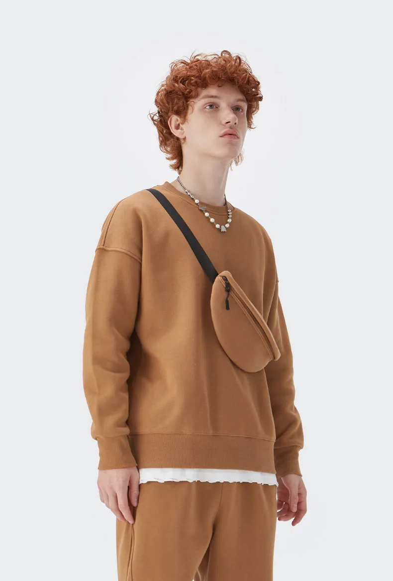 * INF Men's Wear |  Fall/Winter 350G Fleece-lined Solid Color Crewneck Wear Loose Fashion Brand Men's Pullover Jacket display picture 8