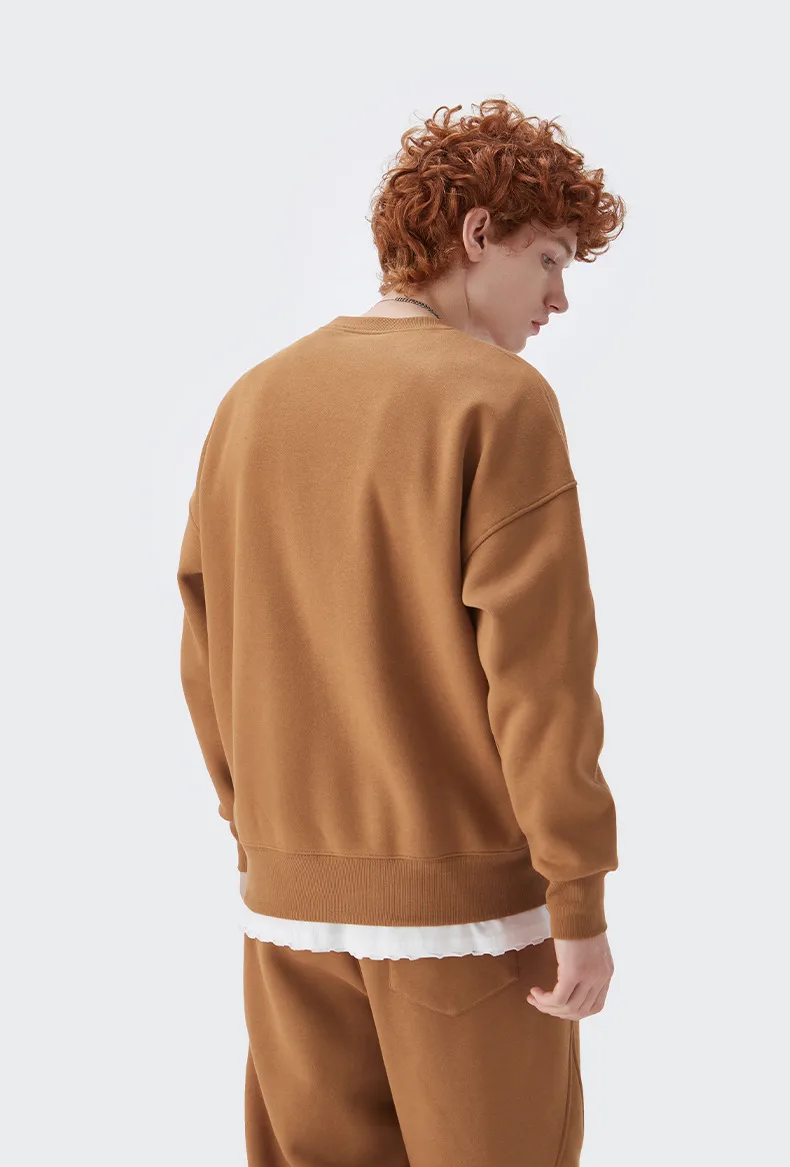 * INF Men's Wear |  Fall/Winter 350G Fleece-lined Solid Color Crewneck Wear Loose Fashion Brand Men's Pullover Jacket display picture 9