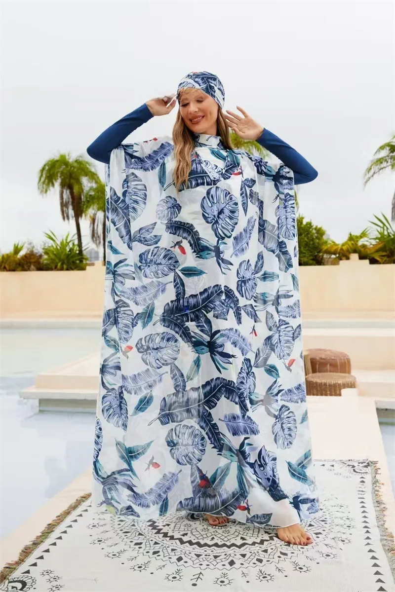 Southeast Asian Muslims Surrounded Shaded Diving Surfing Conservative Swimsuit Four-piece Beach Sun Protection Split Swimsuit display picture 11