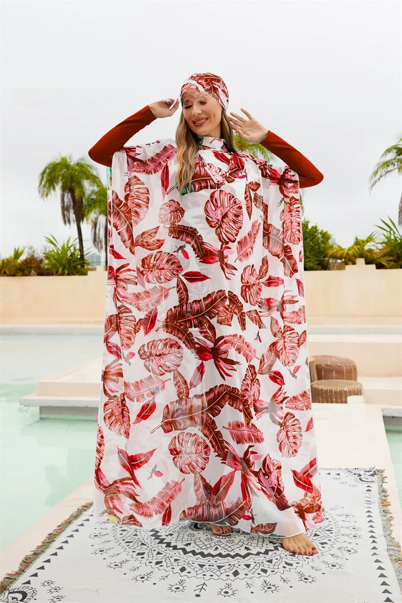 Southeast Asian Muslims Surrounded Shaded Diving Surfing Conservative Swimsuit Four-piece Beach Sun Protection Split Swimsuit display picture 12