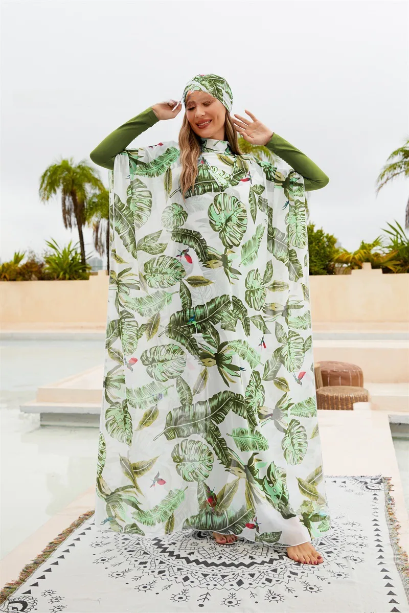 Southeast Asian Muslims Surrounded Shaded Diving Surfing Conservative Swimsuit Four-piece Beach Sun Protection Split Swimsuit display picture 19