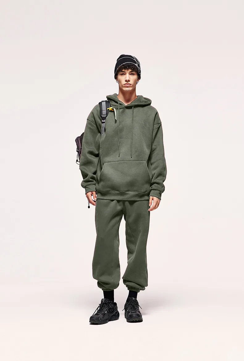 INF Men's Wear | American Casual Suit  Fall/Winter New Fleece-lined Thickened Hooded 10 Color Fleece Wear Pants display picture 49