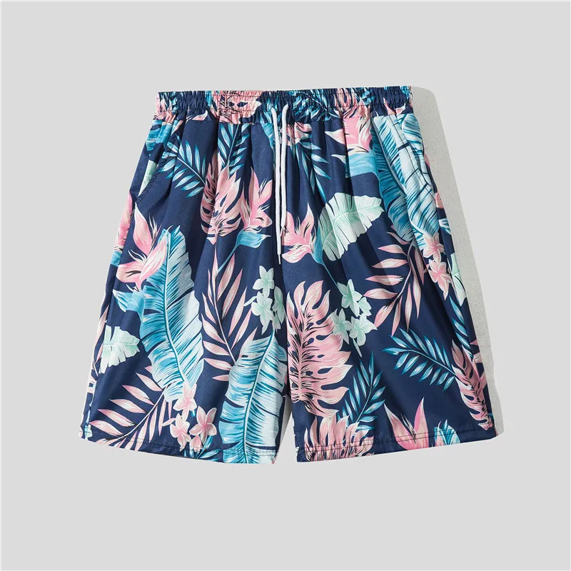 Casual Beach Suit Men's Summer Thin Loose Handsome Seaside Clothes Hawaiian Shorts Flower Shirt Two-piece Pack display picture 30