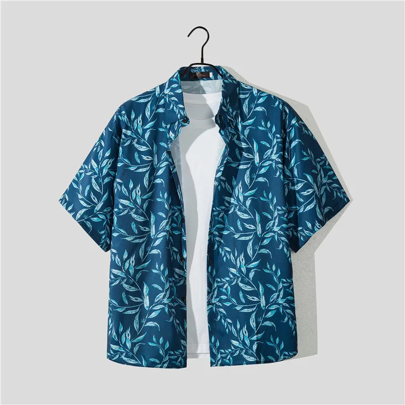Casual Beach Suit Men's Summer Thin Loose Handsome Seaside Clothes Hawaiian Shorts Flower Shirt Two-piece Pack display picture 32