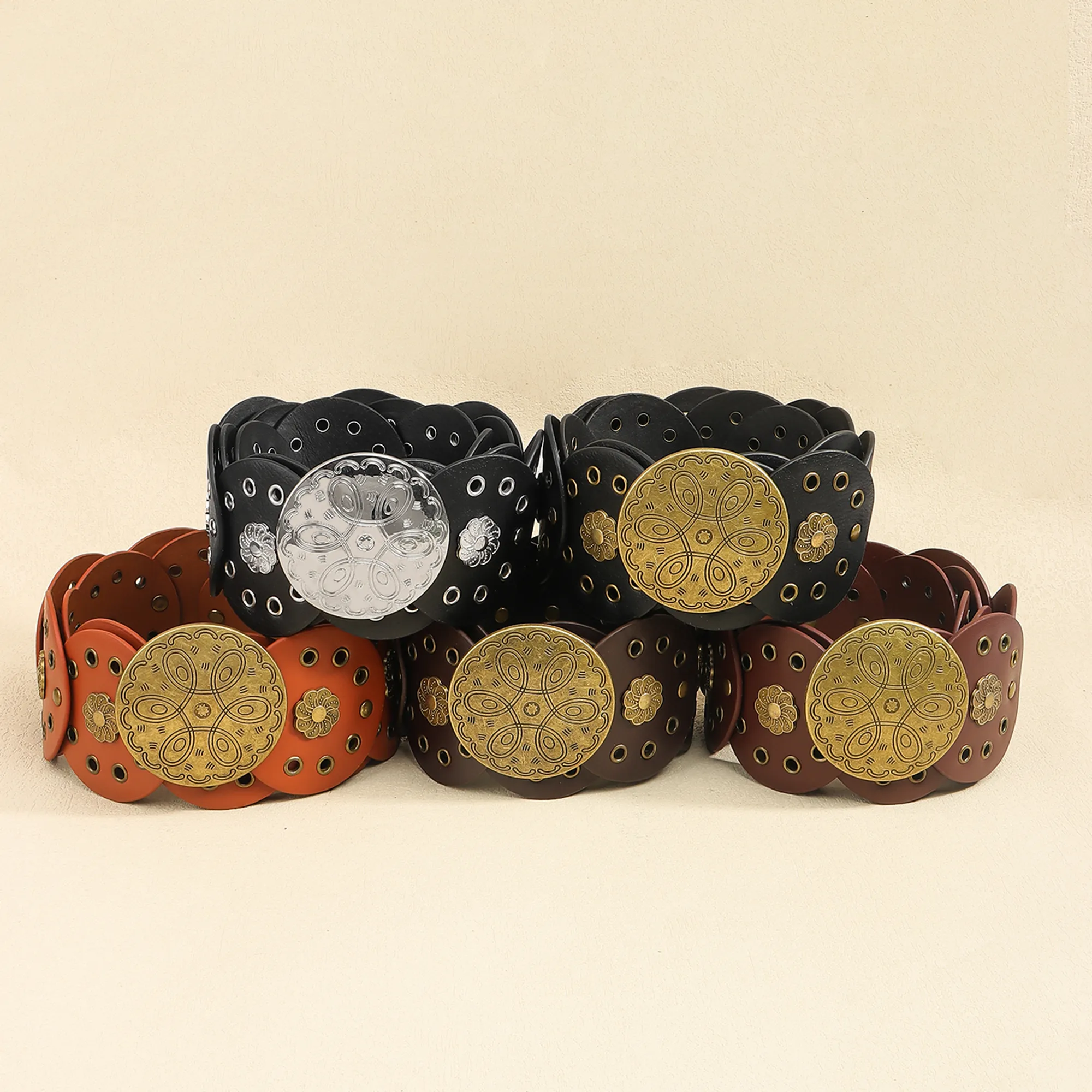 Classical Bohemian Artistic Solid Color Pu Women's Chain Belts display picture 2