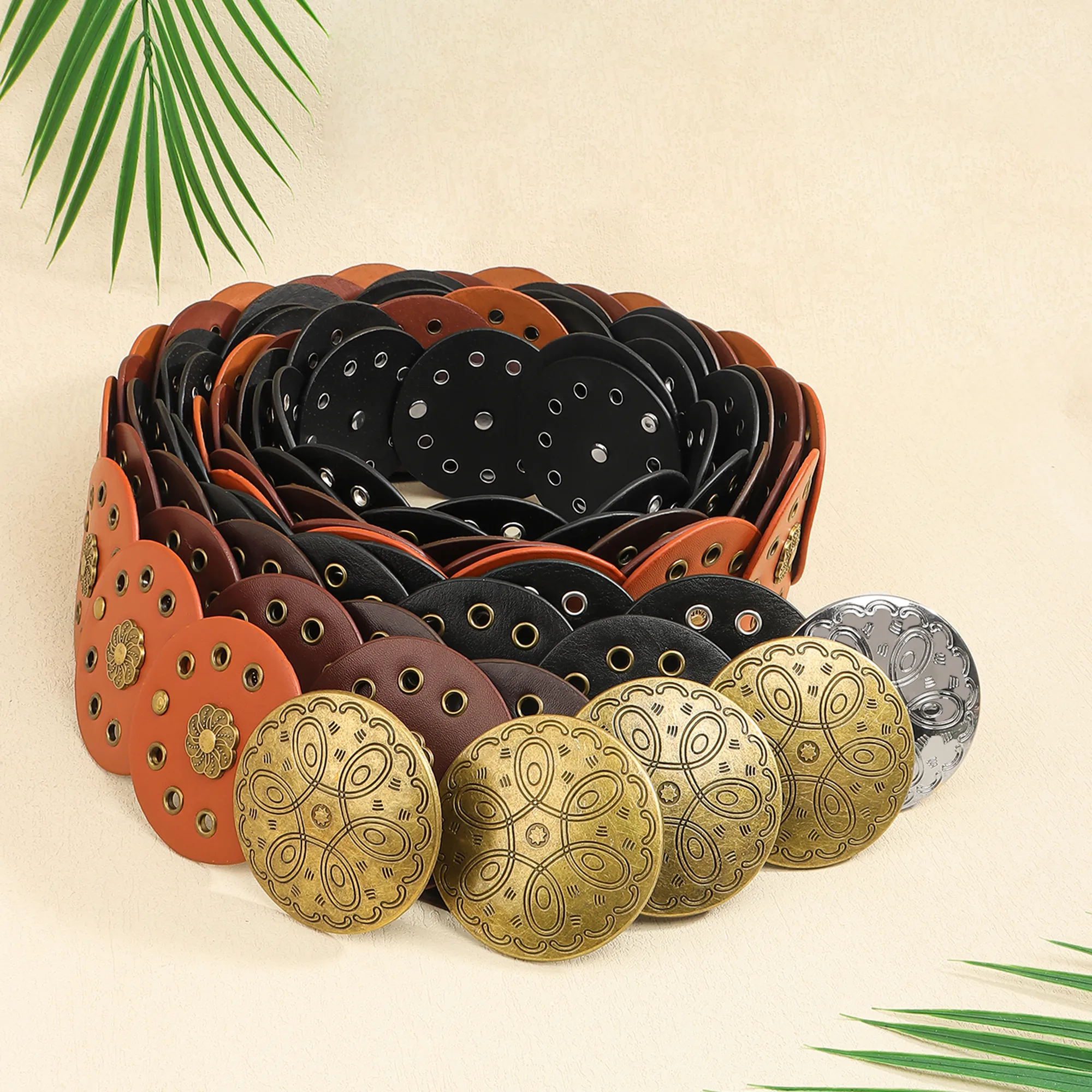 Classical Bohemian Artistic Solid Color Pu Women's Chain Belts display picture 3
