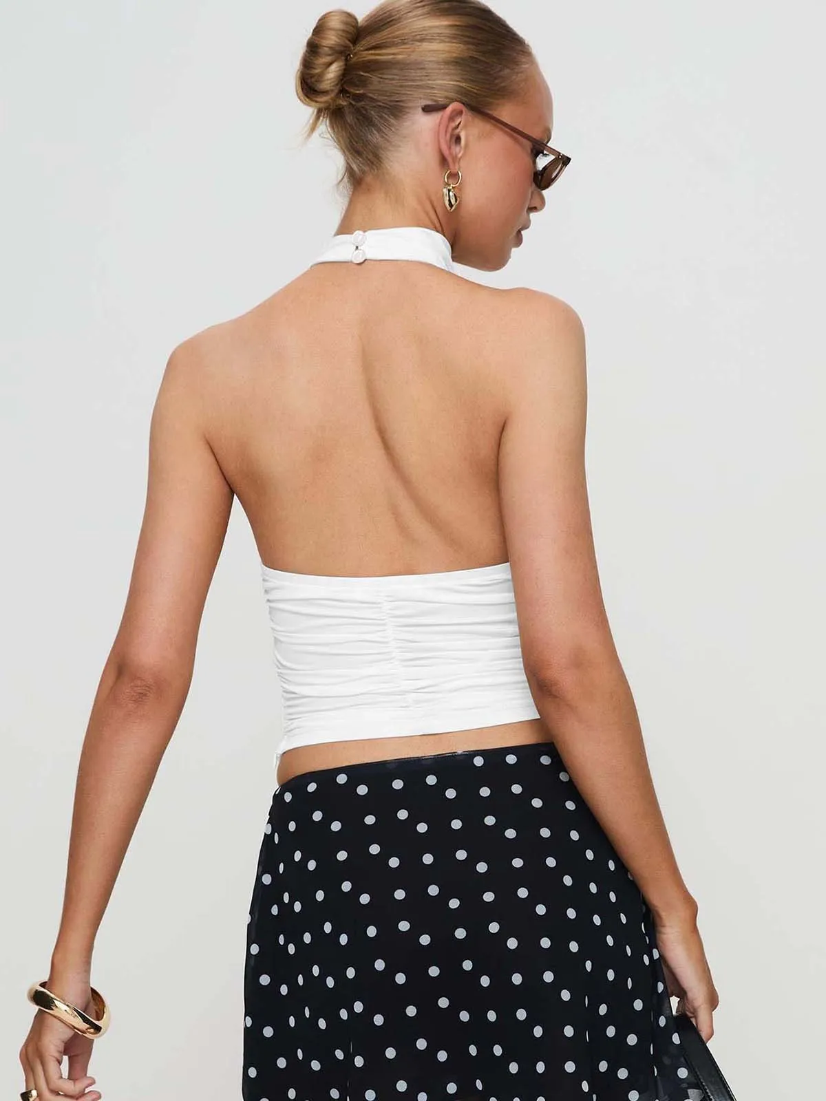 New Design Halter Button Sleeveless Vest Sexy Big Backless Slim Fit Outerwear Top Women display picture 28