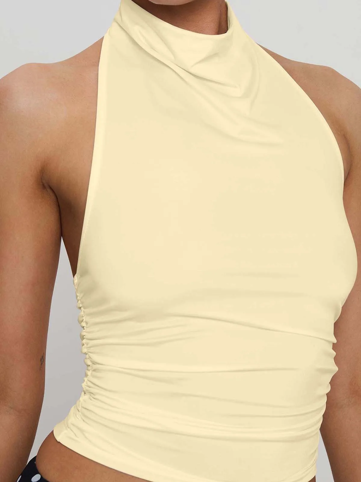 New Design Halter Button Sleeveless Vest Sexy Big Backless Slim Fit Outerwear Top Women display picture 32