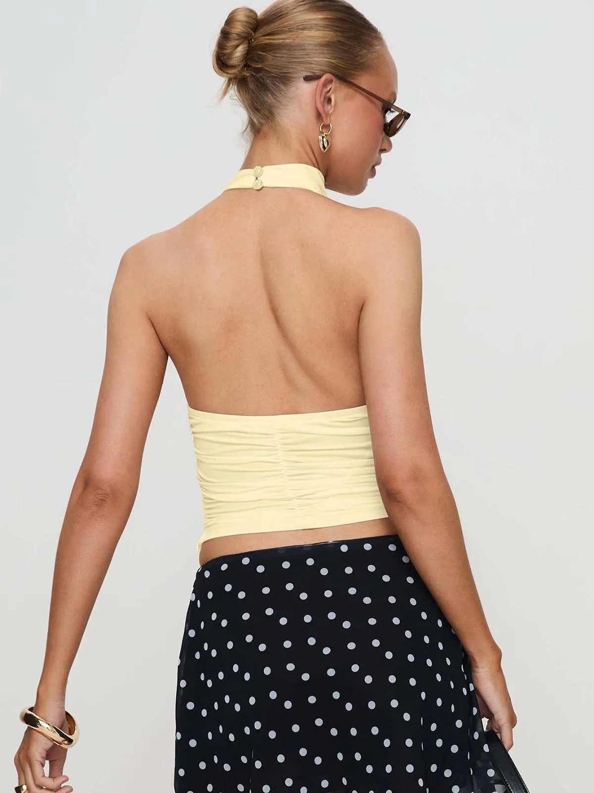 New Design Halter Button Sleeveless Vest Sexy Big Backless Slim Fit Outerwear Top Women display picture 34