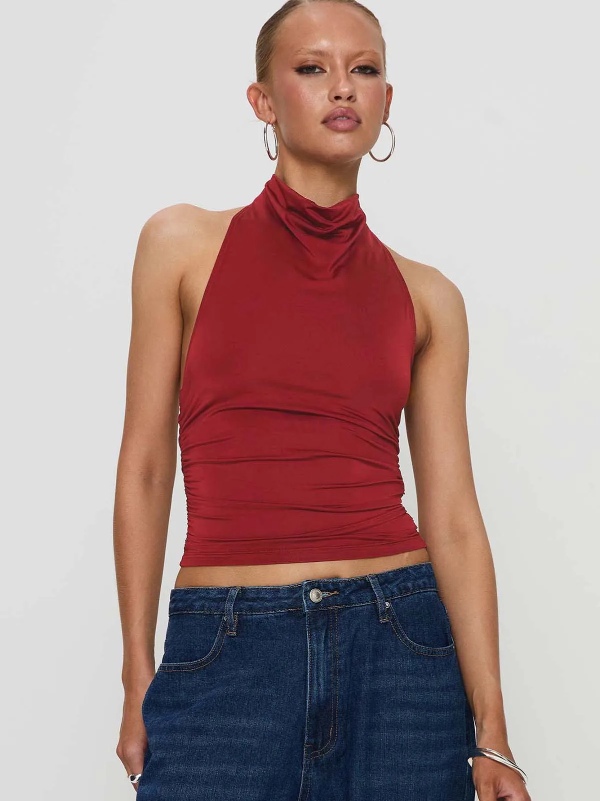New Design Halter Button Sleeveless Vest Sexy Big Backless Slim Fit Outerwear Top Women display picture 8