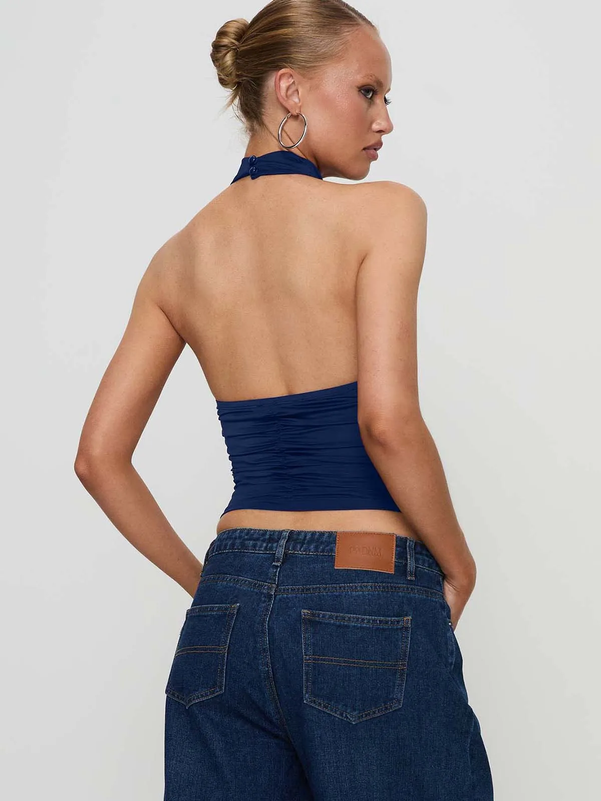 New Design Halter Button Sleeveless Vest Sexy Big Backless Slim Fit Outerwear Top Women display picture 6