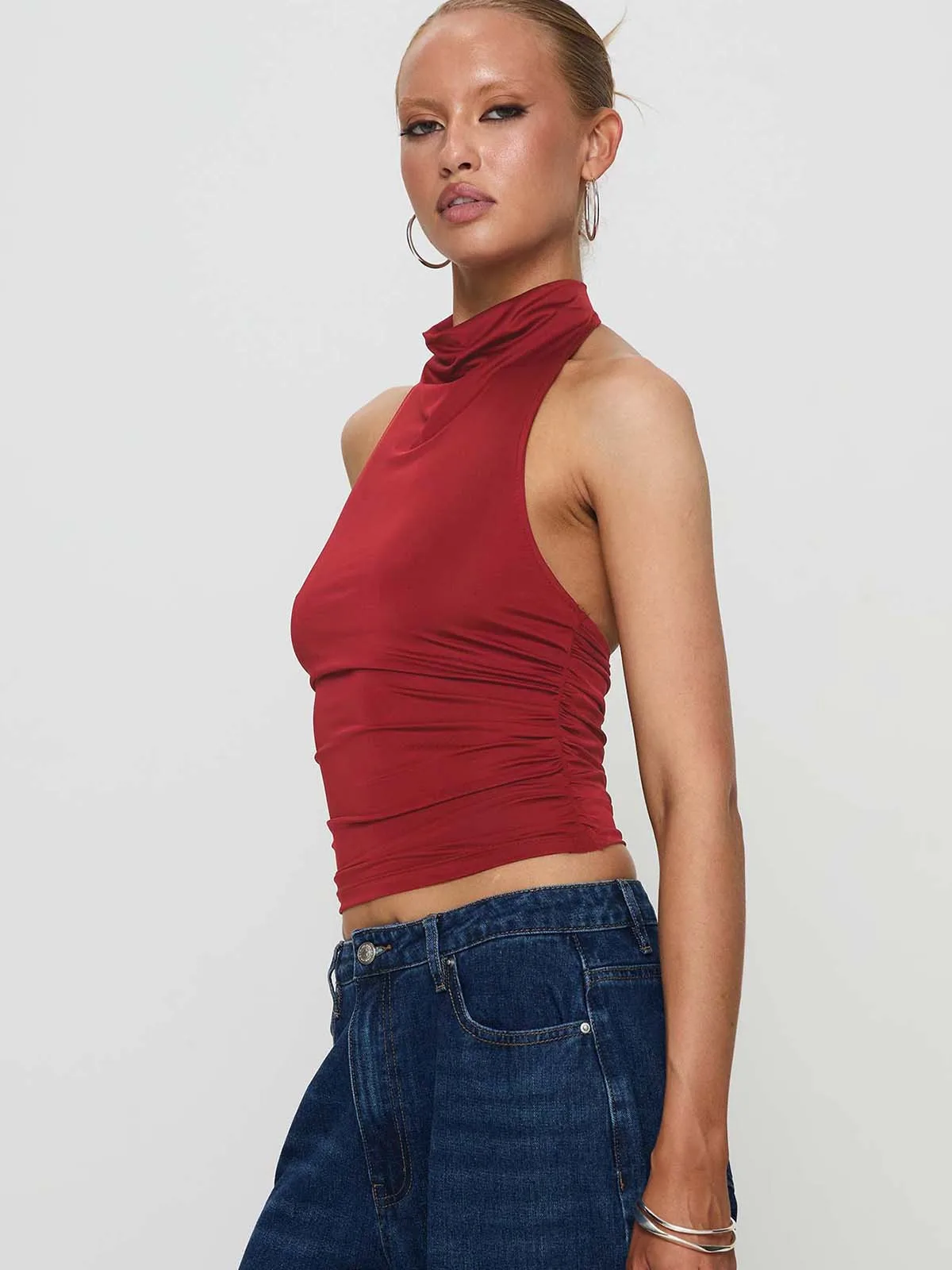 New Design Halter Button Sleeveless Vest Sexy Big Backless Slim Fit Outerwear Top Women display picture 12