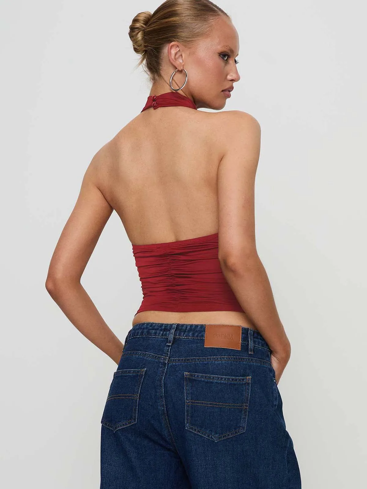 New Design Halter Button Sleeveless Vest Sexy Big Backless Slim Fit Outerwear Top Women display picture 14