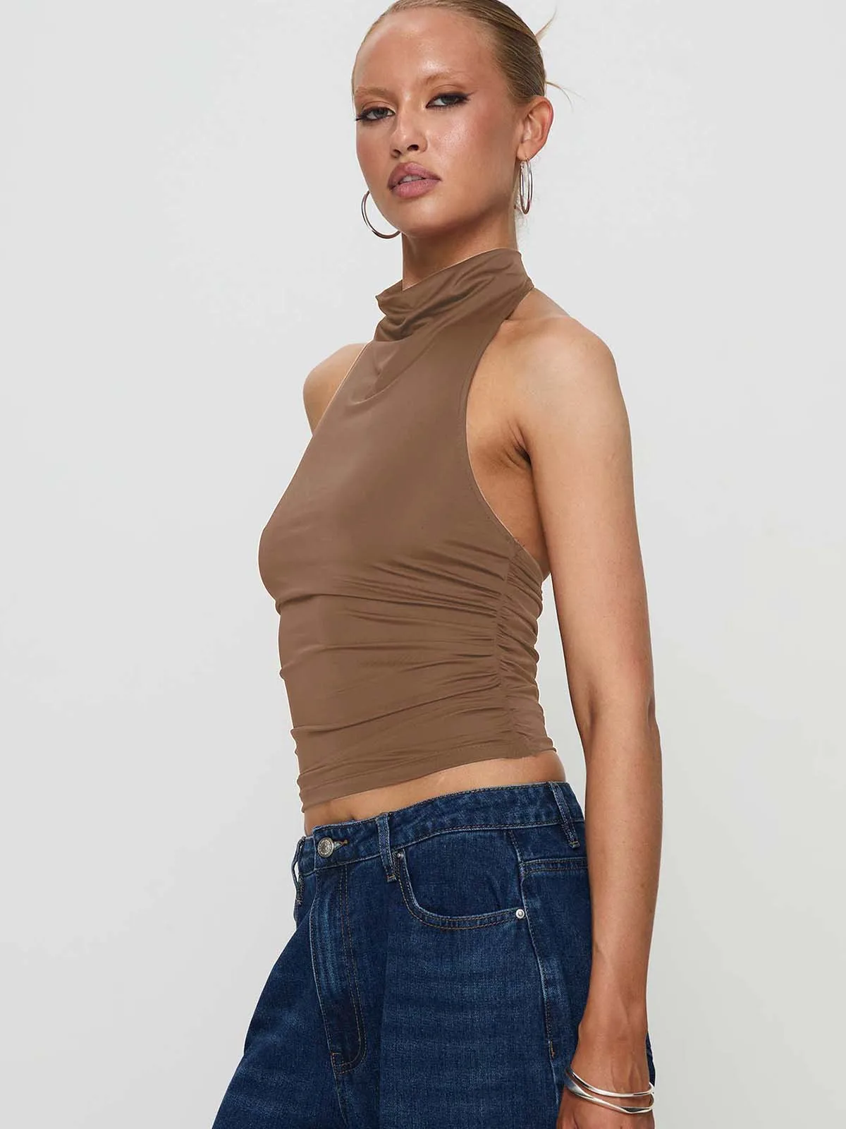 New Design Halter Button Sleeveless Vest Sexy Big Backless Slim Fit Outerwear Top Women display picture 40