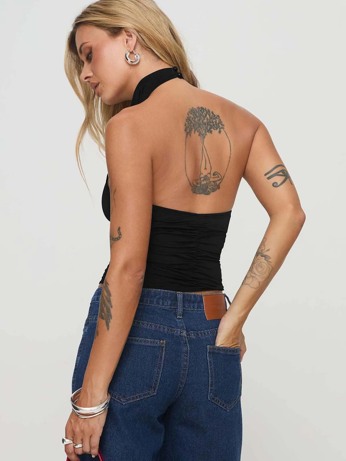 New Design Halter Button Sleeveless Vest Sexy Big Backless Slim Fit Outerwear Top Women display picture 23