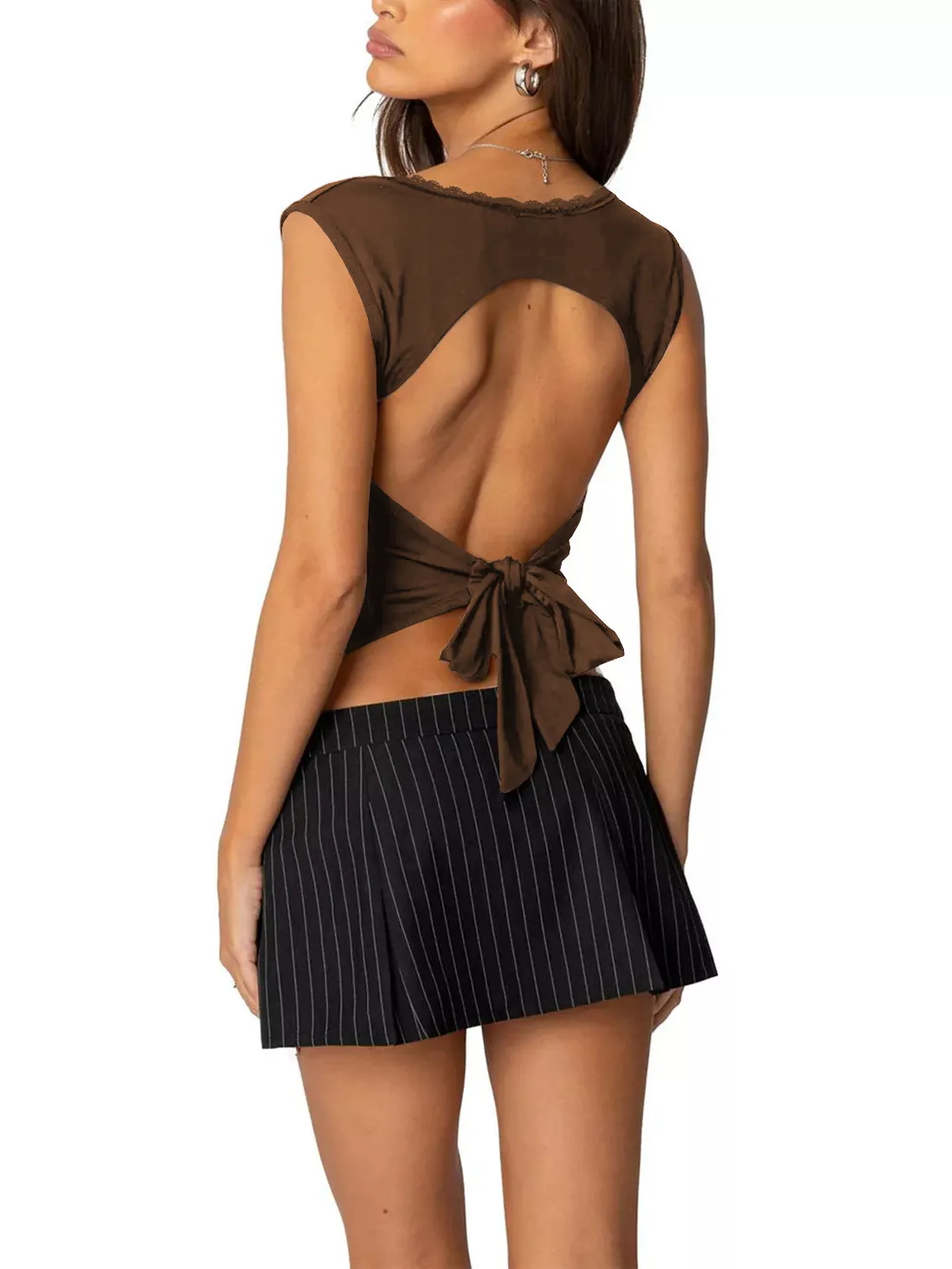 Women's Y2g Top Vest Solid Color Sexy Lace Square Collar Sleeveless  Bandage Halter Tops display picture 3
