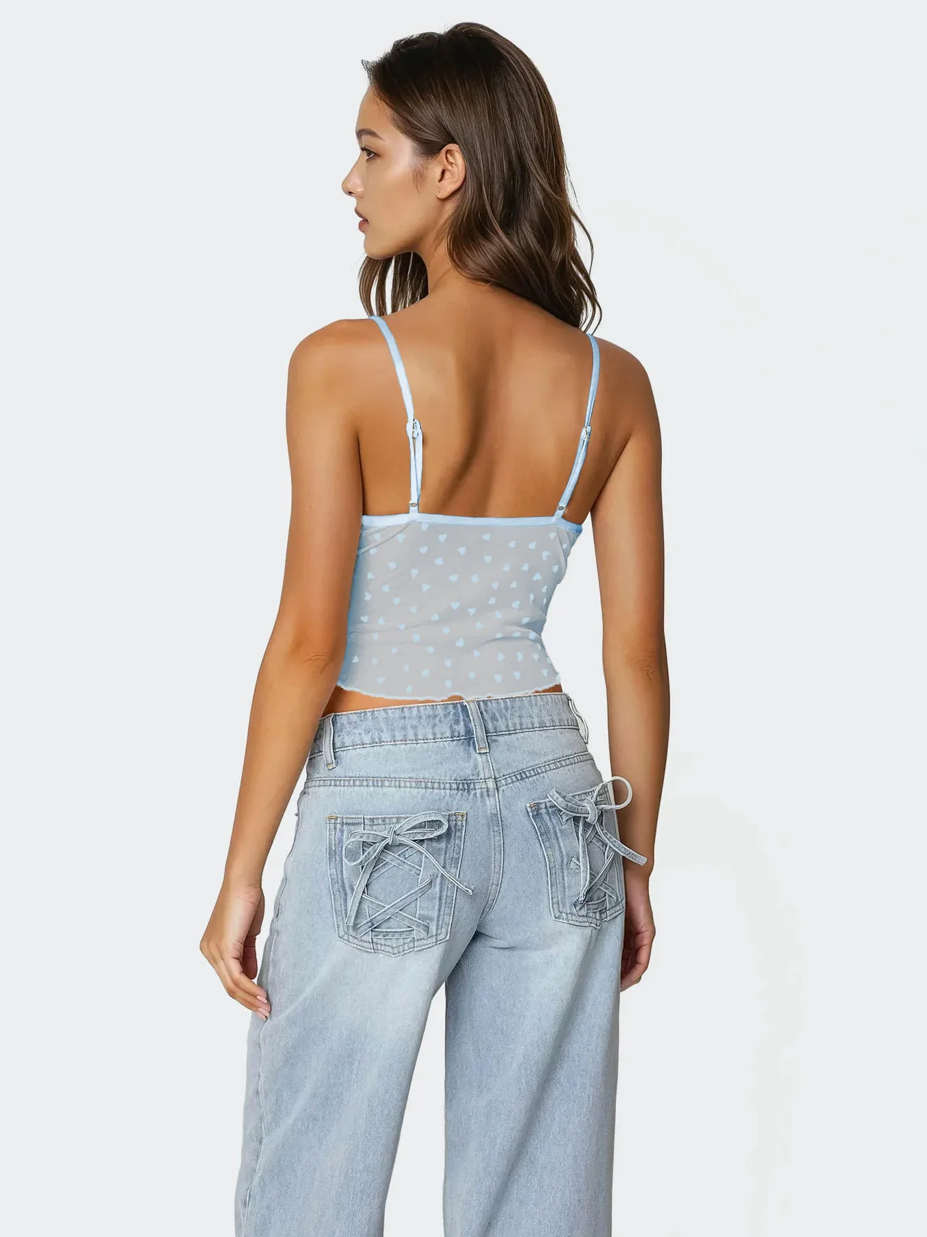 Retro Design Polka Dot Lace Contrast Color Sling Top Sexy Vest  Hot Girl V-neck  Women's Clothing Wholesale display picture 4