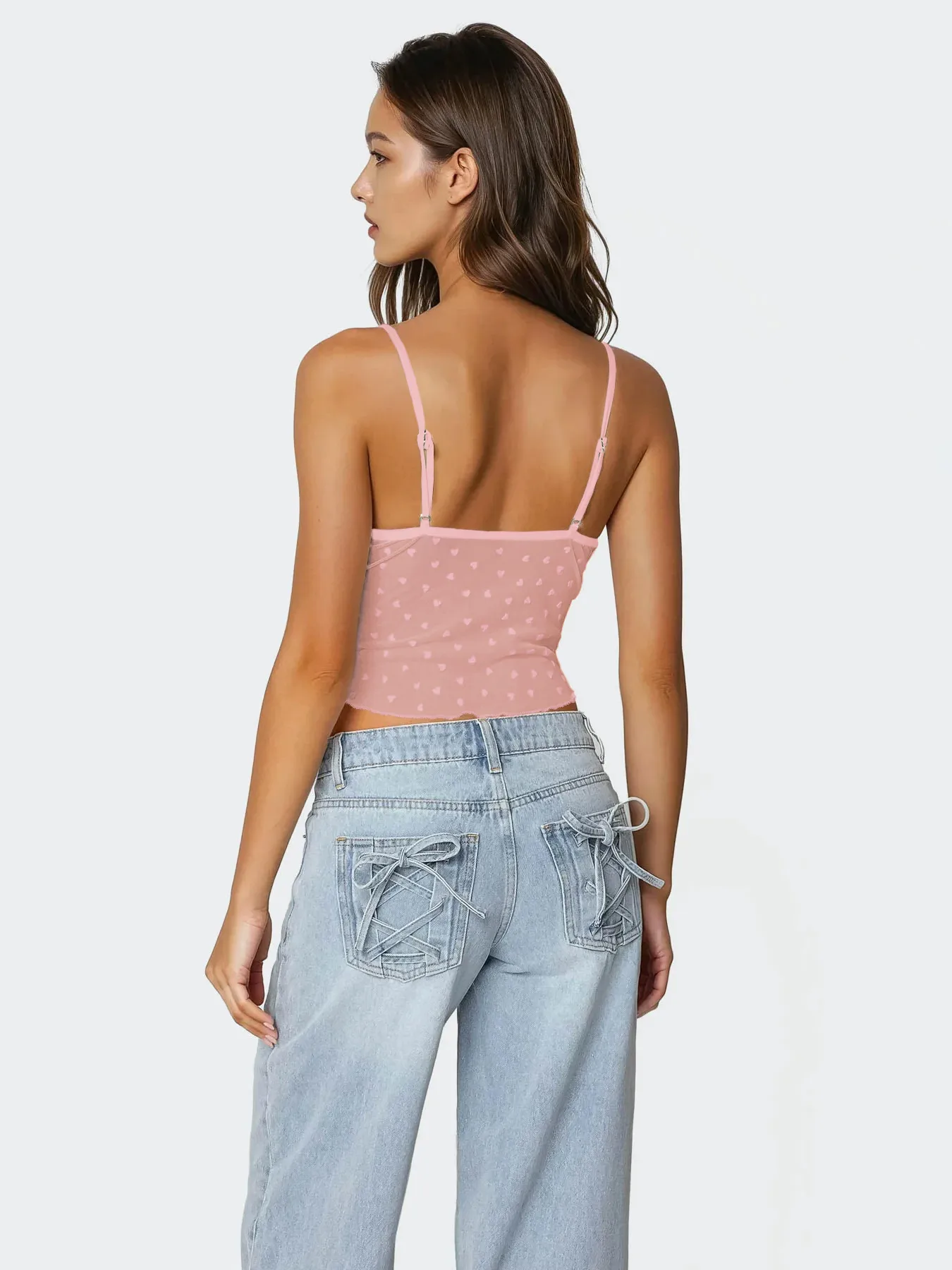 Retro Design Polka Dot Lace Contrast Color Sling Top Sexy Vest  Hot Girl V-neck  Women's Clothing Wholesale display picture 9