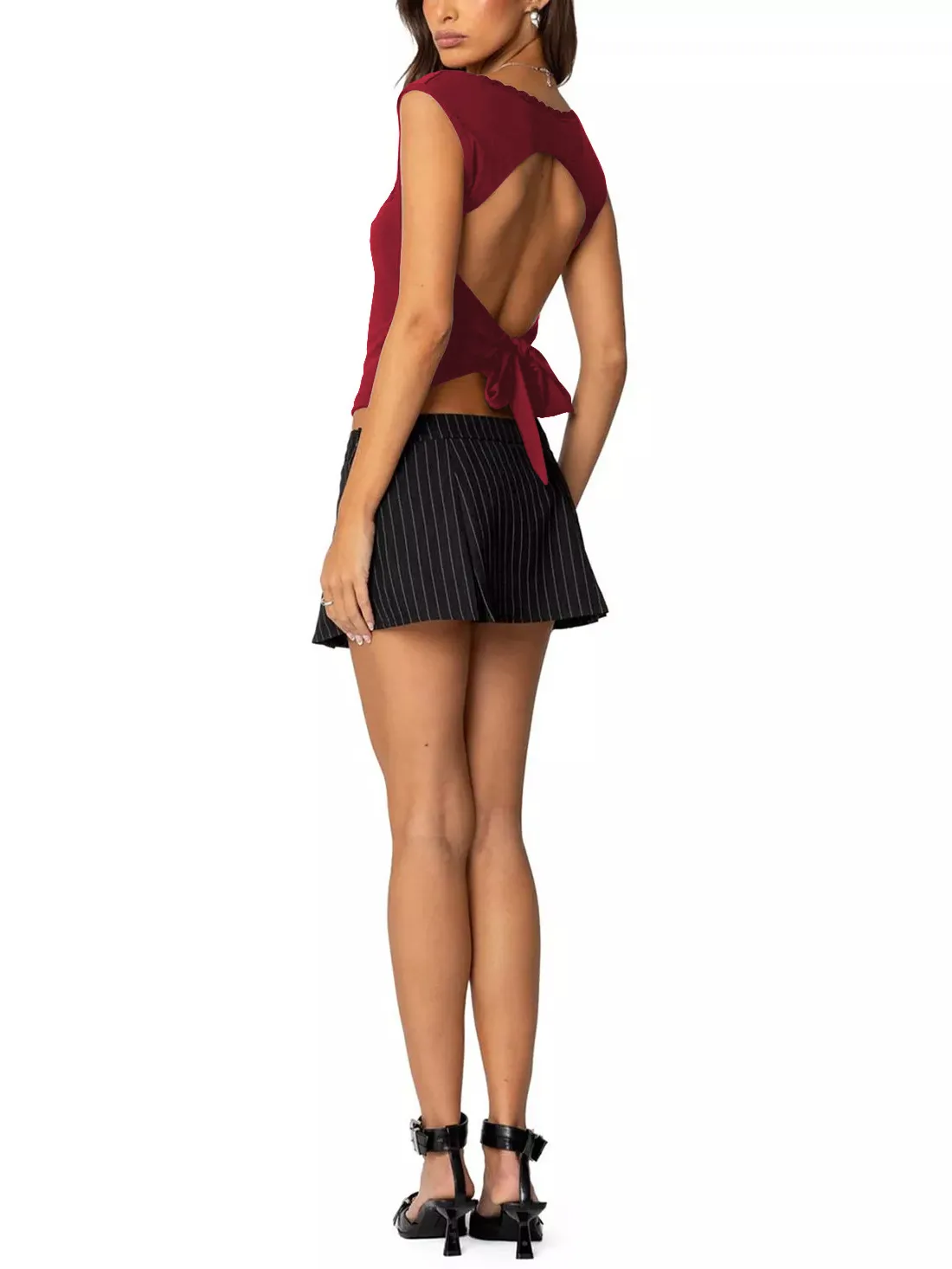 Women's Y2g Top Vest Solid Color Sexy Lace Square Collar Sleeveless  Bandage Halter Tops display picture 12