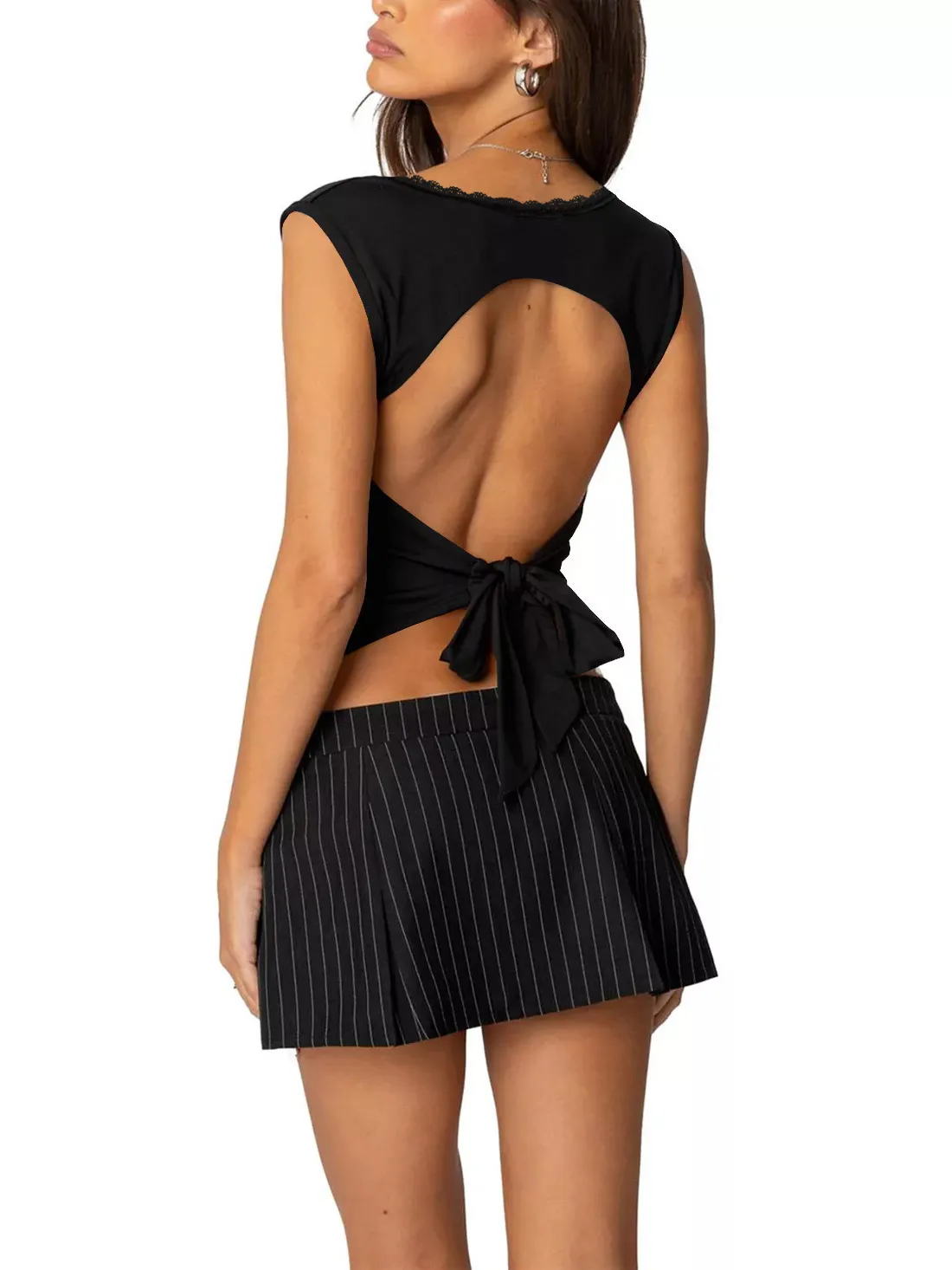 Women's Y2g Top Vest Solid Color Sexy Lace Square Collar Sleeveless  Bandage Halter Tops display picture 15
