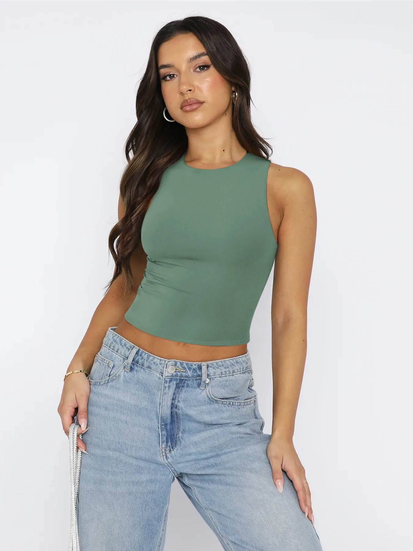 Spice Girl Fashion Spring And Summer Y2K Sleeveless Vest Slim-fit Slimming Inner Wearing Outer Wearing Sports Short Top For Women display picture 3