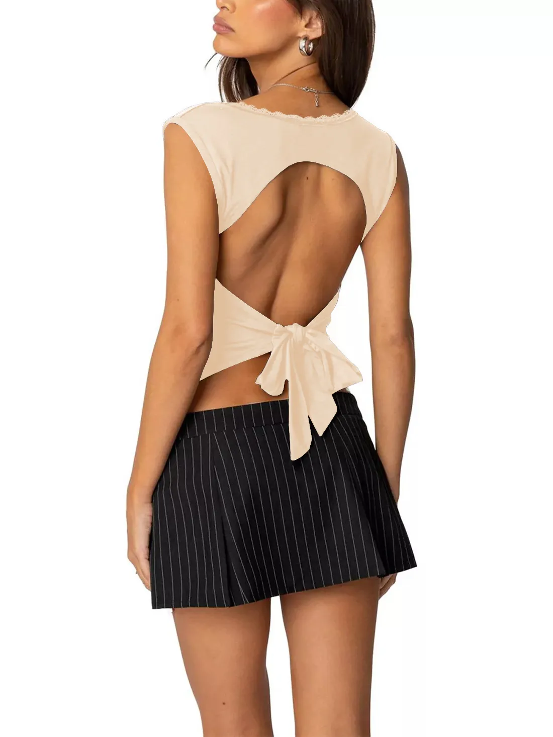 Women's Y2g Top Vest Solid Color Sexy Lace Square Collar Sleeveless  Bandage Halter Tops display picture 23
