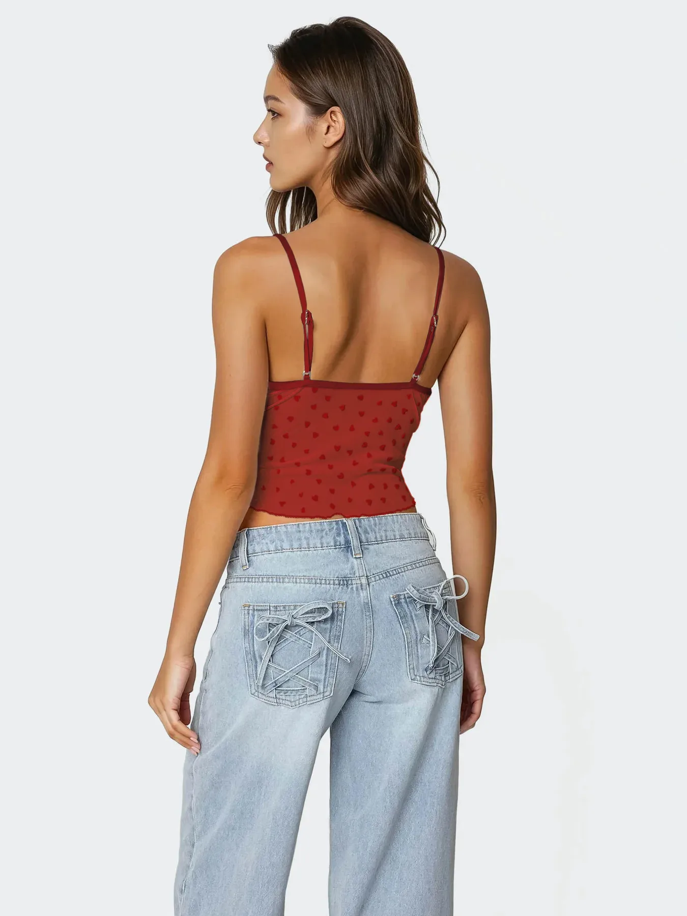 Retro Design Polka Dot Lace Contrast Color Sling Top Sexy Vest  Hot Girl V-neck  Women's Clothing Wholesale display picture 24