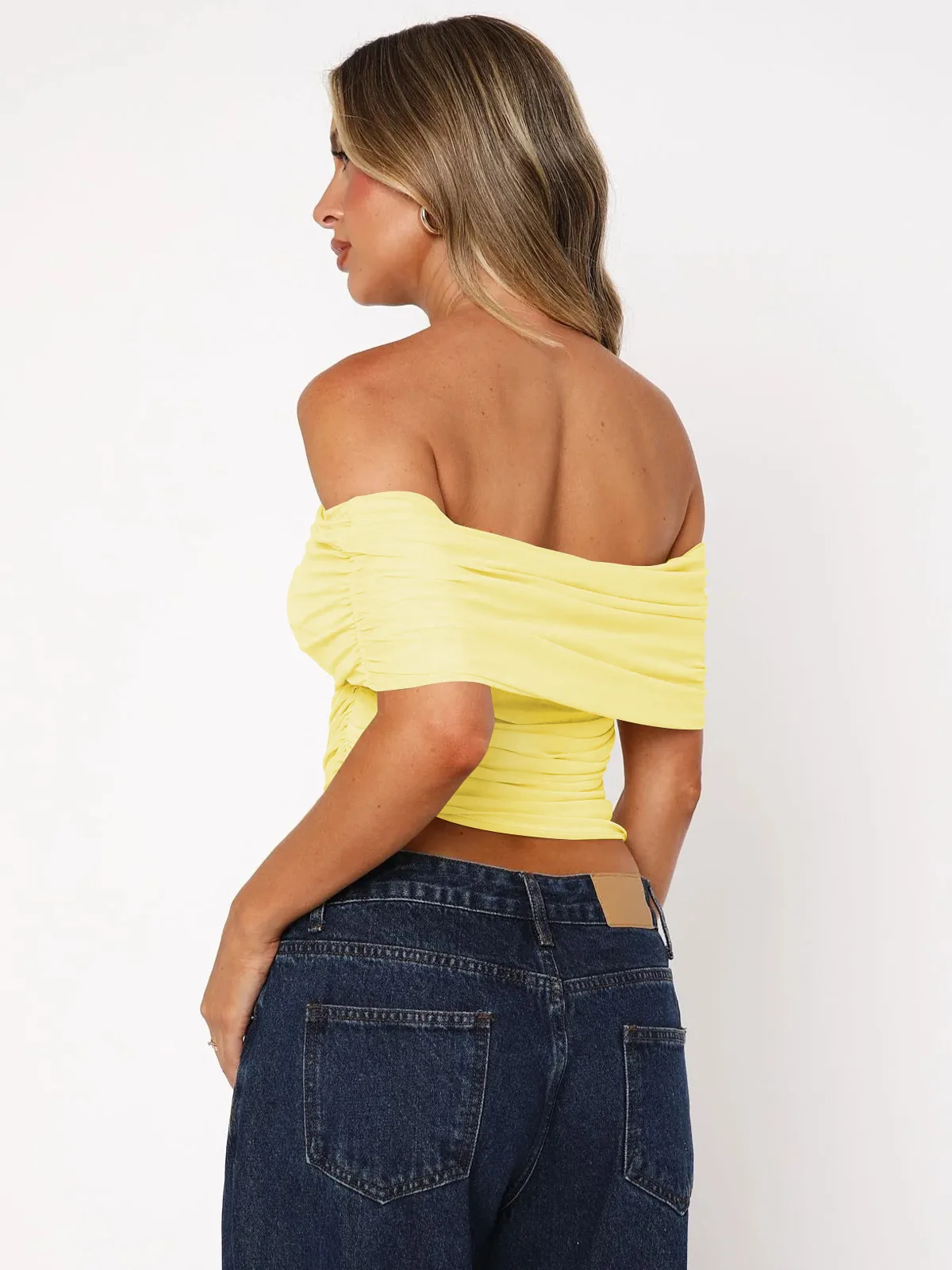 Style Hot Girl New Style Off-shoulder Pleated Sleeveless T-shirt American Niche Close-fitting Slim Off-shoulder Short Top display picture 7