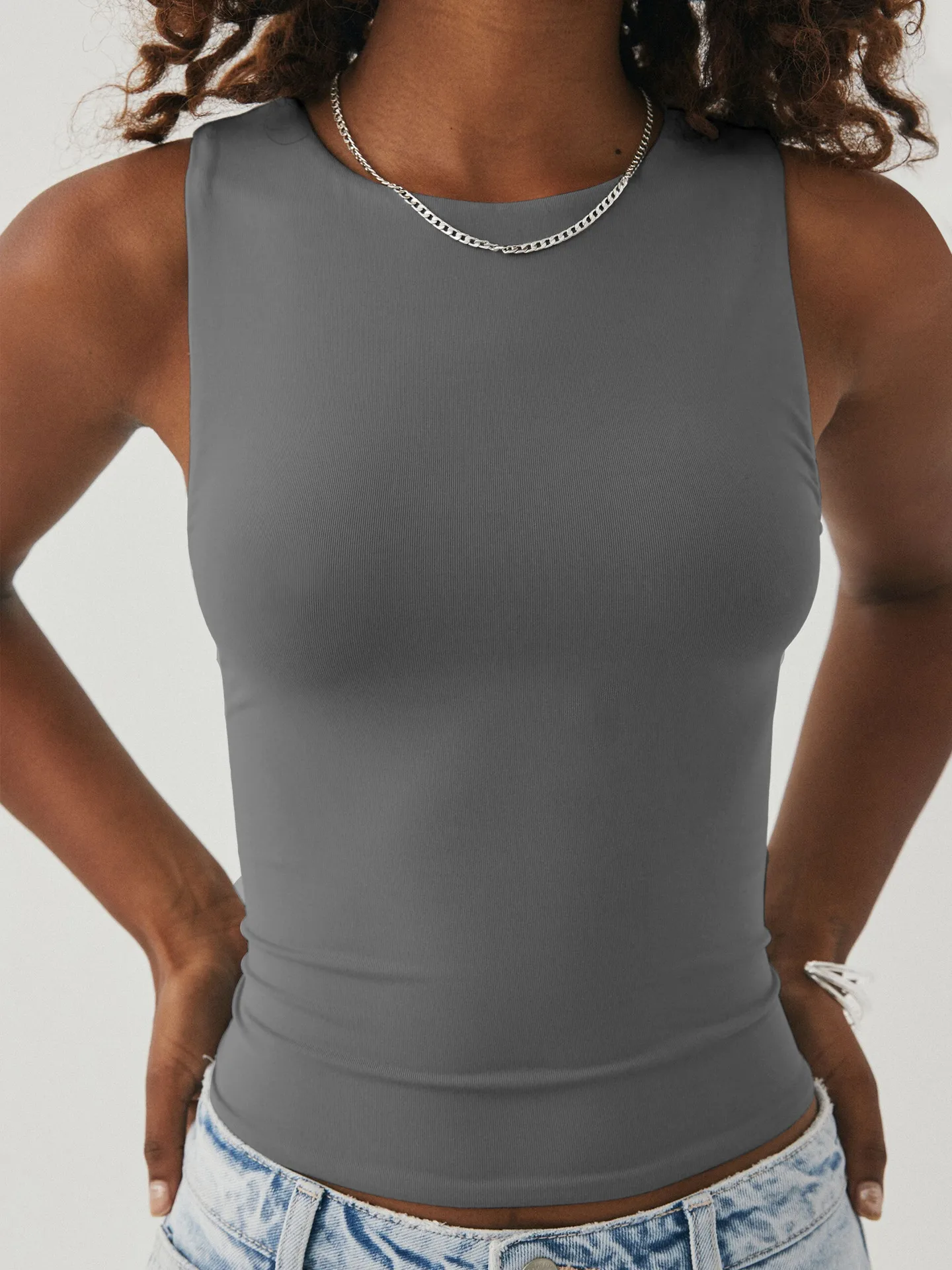 Spice Girl Fashion Spring And Summer Y2K Sleeveless Vest Slim-fit Slimming Inner Wearing Outer Wearing Sports Short Top For Women display picture 19