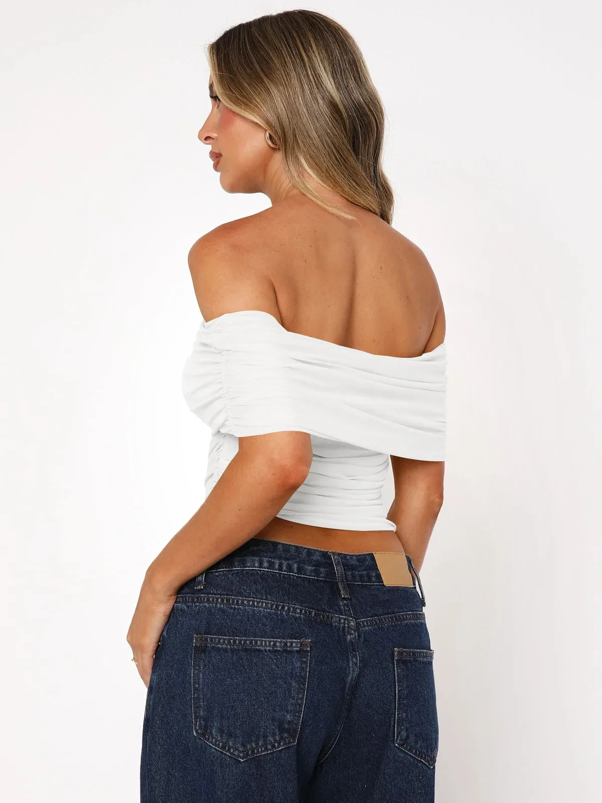 Style Hot Girl New Style Off-shoulder Pleated Sleeveless T-shirt American Niche Close-fitting Slim Off-shoulder Short Top display picture 18