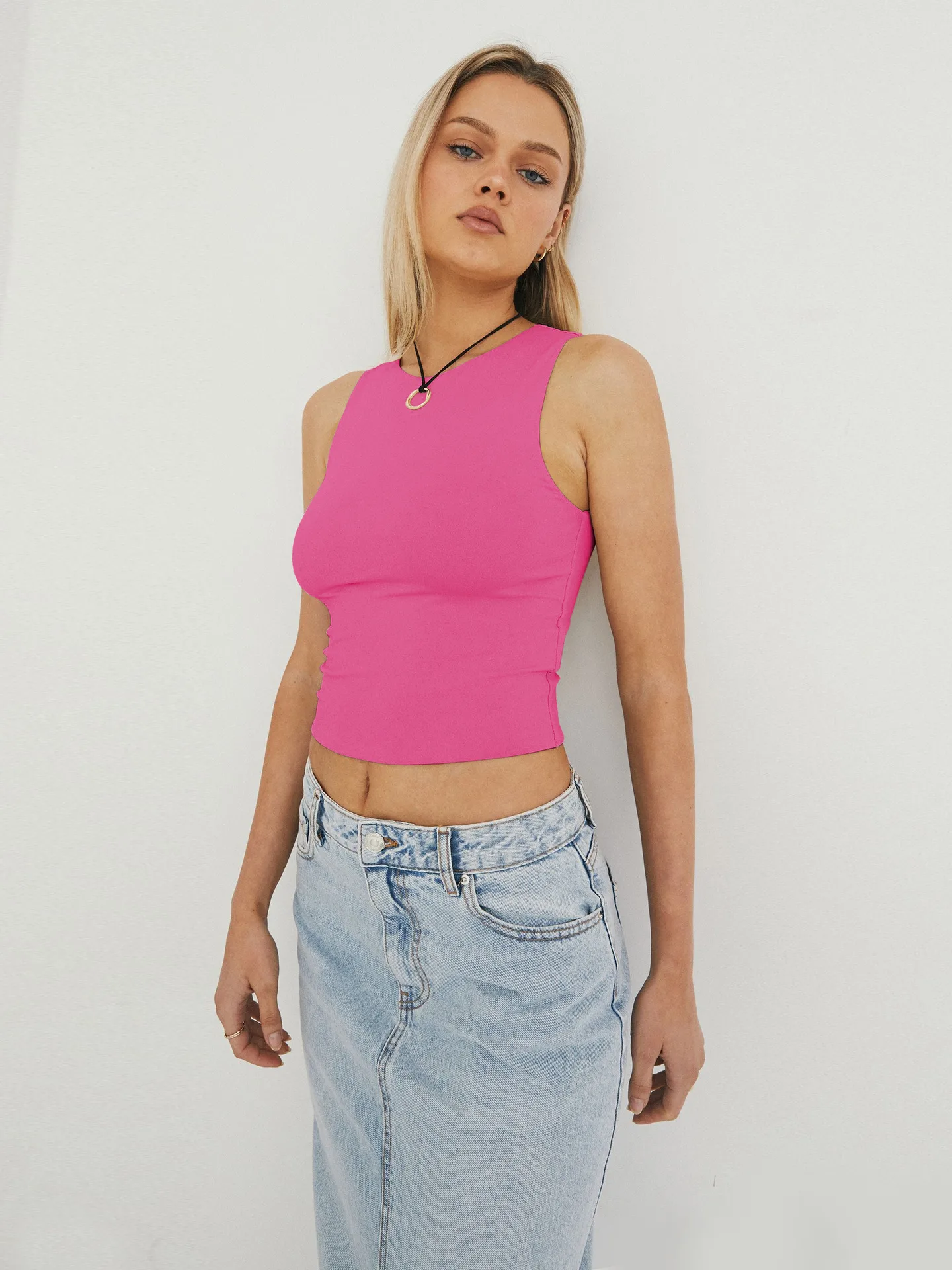 Spice Girl Fashion Spring And Summer Y2K Sleeveless Vest Slim-fit Slimming Inner Wearing Outer Wearing Sports Short Top For Women display picture 41