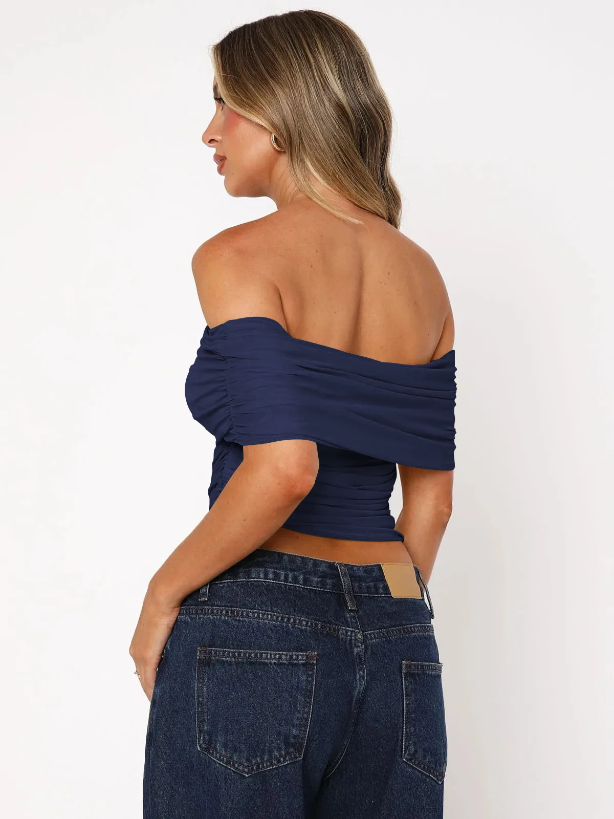 Style Hot Girl New Style Off-shoulder Pleated Sleeveless T-shirt American Niche Close-fitting Slim Off-shoulder Short Top display picture 24