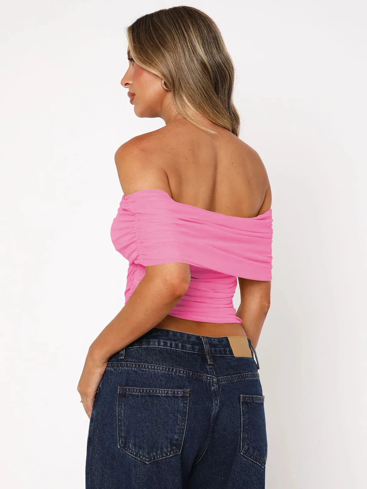 Style Hot Girl New Style Off-shoulder Pleated Sleeveless T-shirt American Niche Close-fitting Slim Off-shoulder Short Top display picture 30