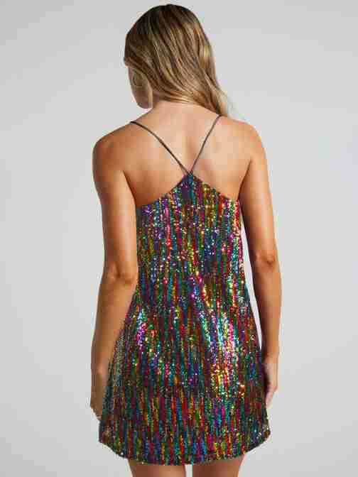 Explosive Sequin Dress Cross-summer Backless Skirt Women's V-neck Vest Skirt Beaded Skirt display picture 21