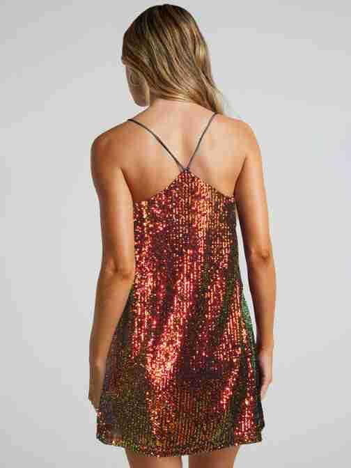 Explosive Sequin Dress Cross-summer Backless Skirt Women's V-neck Vest Skirt Beaded Skirt display picture 22