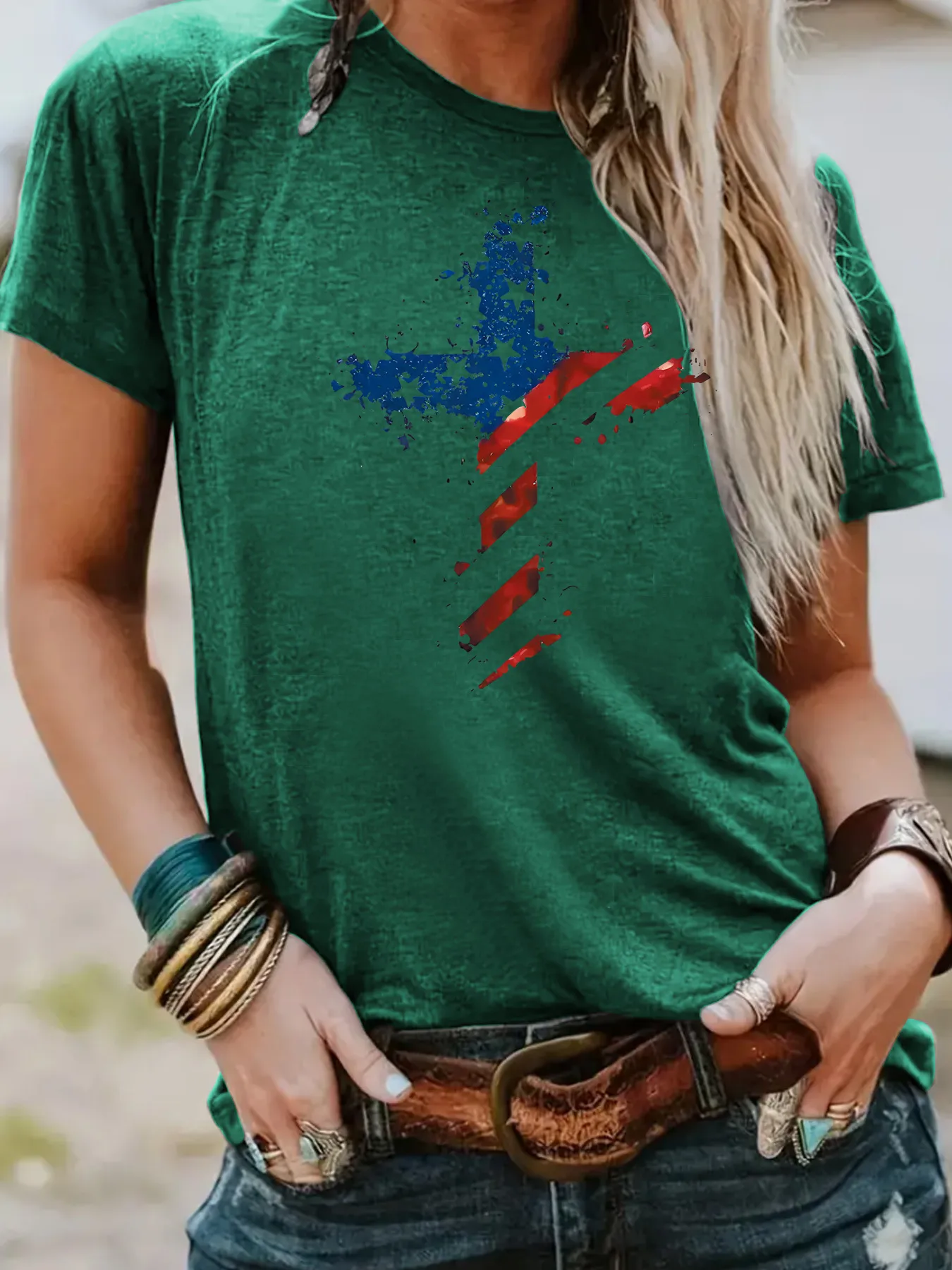 Women's T-shirt Short Sleeve T-Shirts Streetwear Cross display picture 2