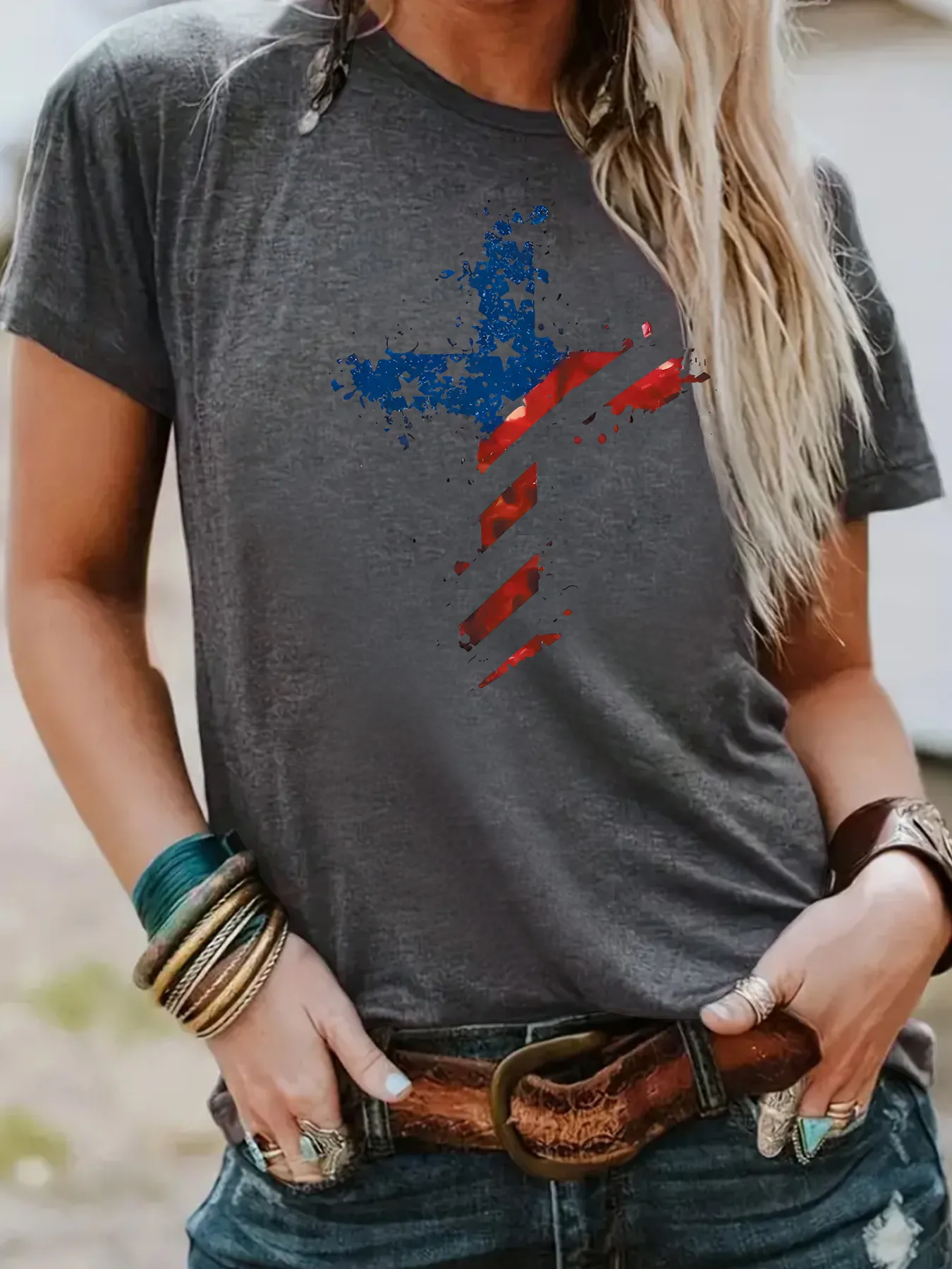 Women's T-shirt Short Sleeve T-Shirts Streetwear Cross display picture 3
