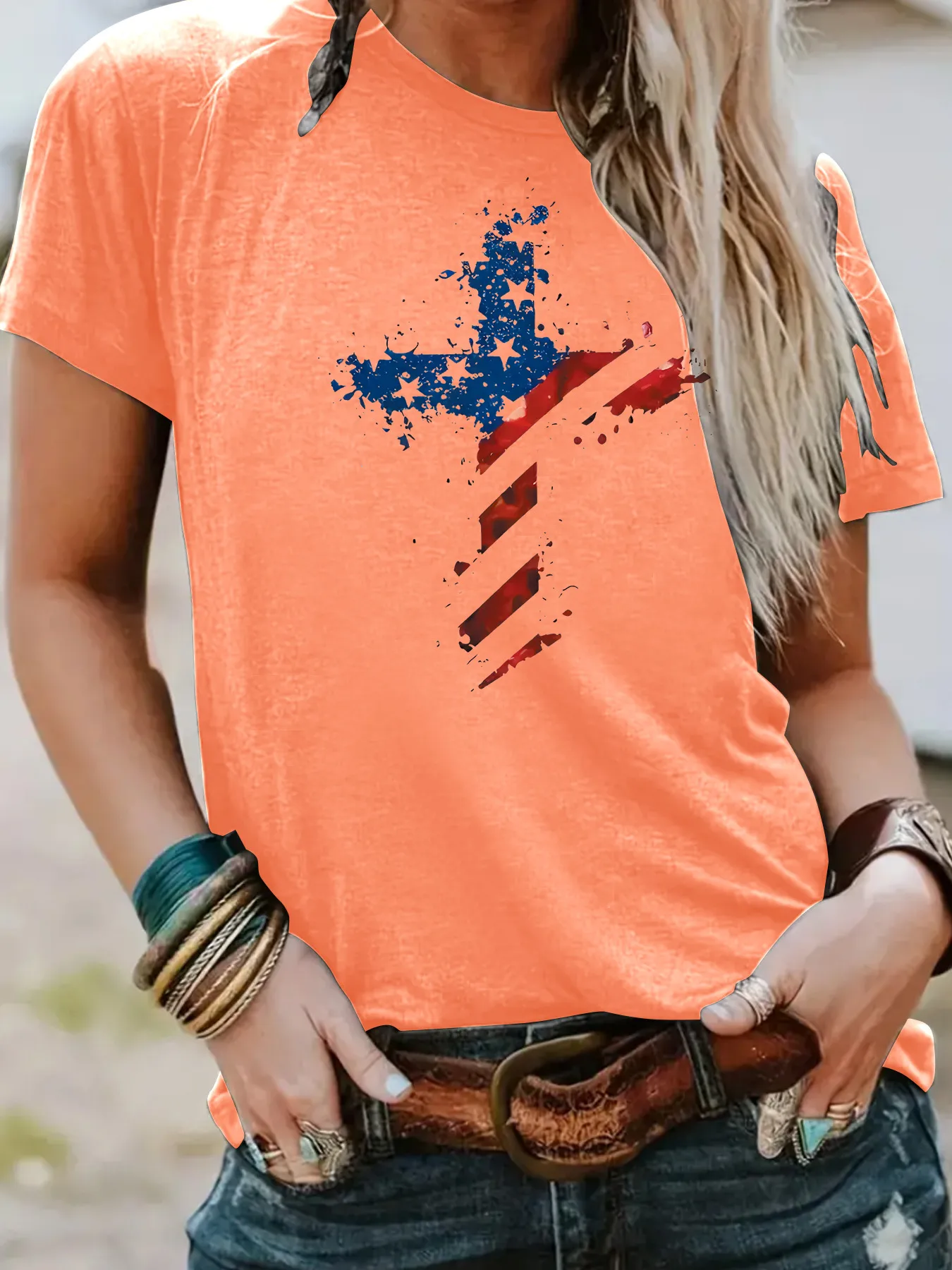Women's T-shirt Short Sleeve T-Shirts Streetwear Cross display picture 4