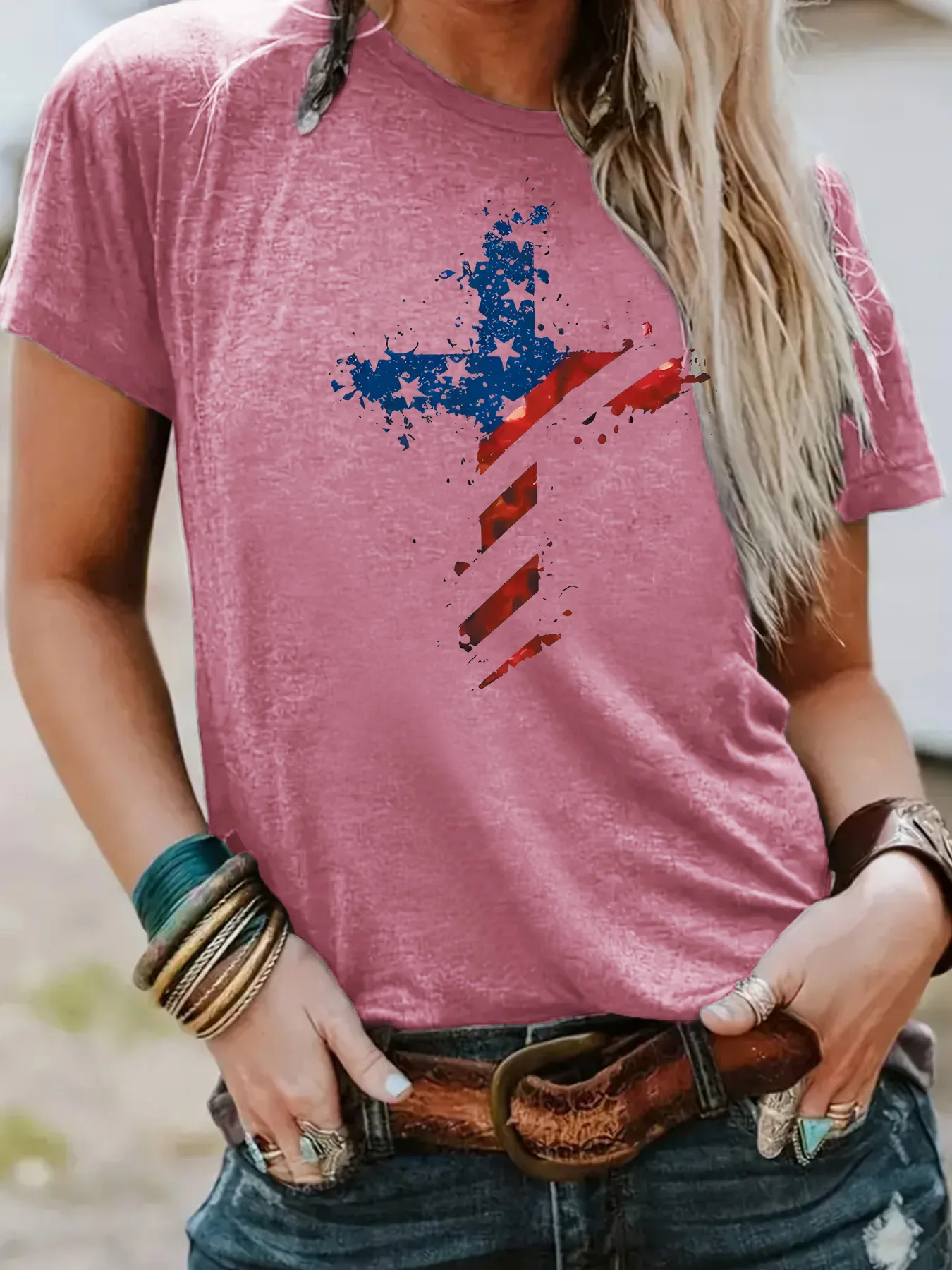 Women's T-shirt Short Sleeve T-Shirts Streetwear Cross display picture 5