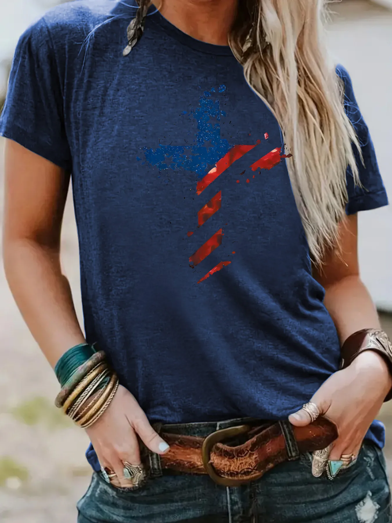 Women's T-shirt Short Sleeve T-Shirts Streetwear Cross display picture 7
